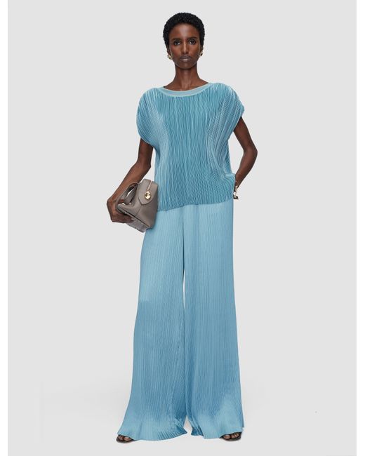 Joseph Blue Cedre Pleated Satin Top
