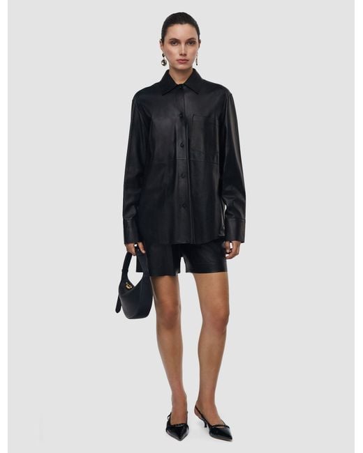 Joseph Black Penna Soft Nappa Leather Overshirt