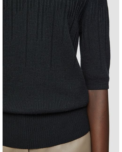 Joseph Black Gradient Stitch Round Neck Top