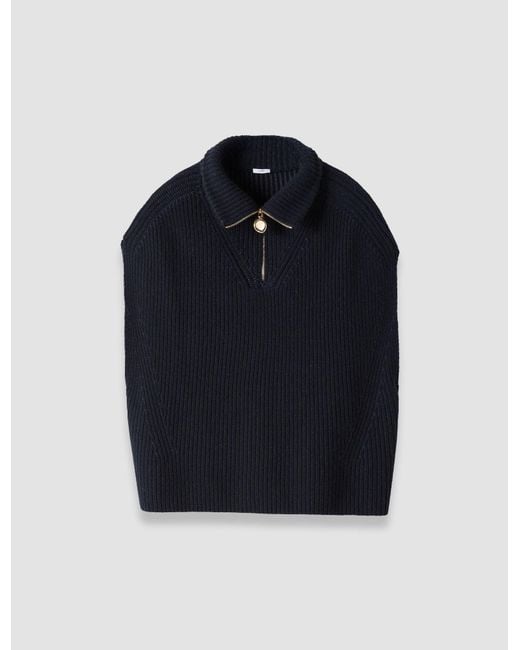 Joseph Blue Raffet Fisherman Rib Cashmere Vest