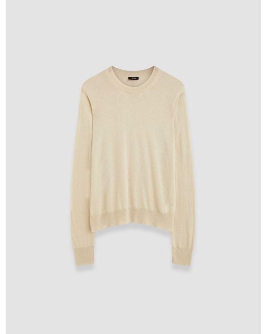 Pull Col Rond En Mélange De Soie Et Coton Ultra Fin Joseph en coloris Natural