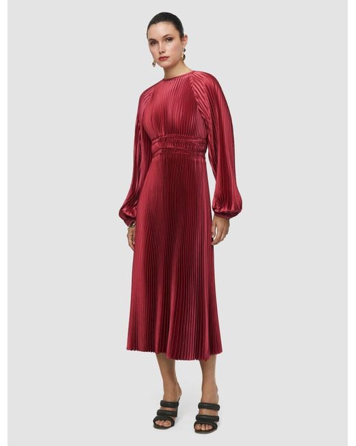 Joseph Red Ortiz Pleated Woven Dress