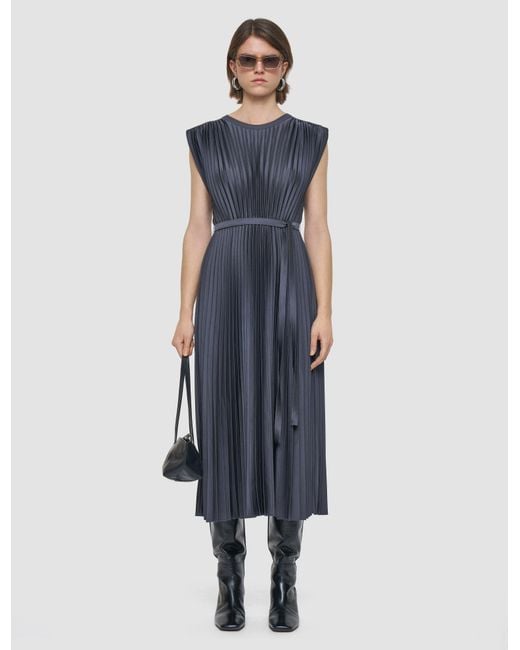 Joseph Blue Volta Knit Weave Plissé Dress
