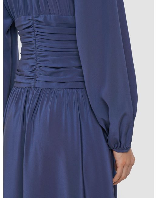 Joseph Blue Leila Crepe De Chine Knot Silk Dress