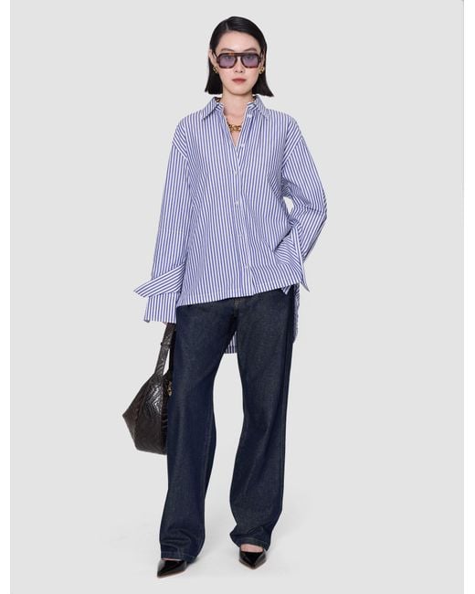 Joseph Blue Theia Cotton Stripe Shirt