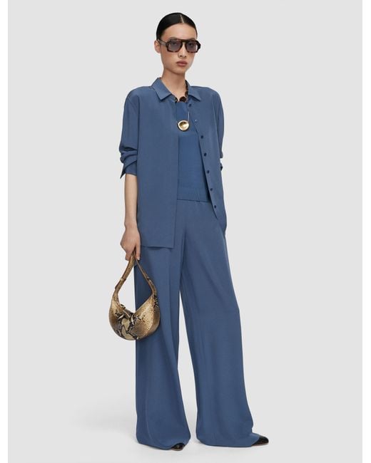 Joseph Blue Rihani Crepe De Soie Silk Trousers