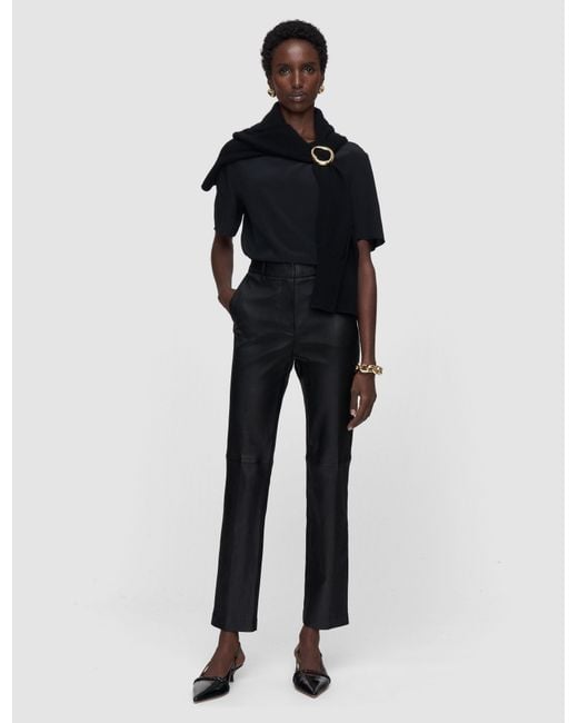 Joseph Black Coleman Long Leather Stretch Trousers