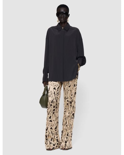 Joseph Metallic Dijon Printed Crinkle Trousers