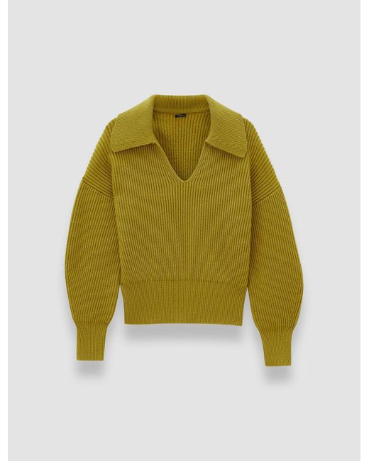 Joseph Green Light Cardigan Stitch Open Neck Jumper