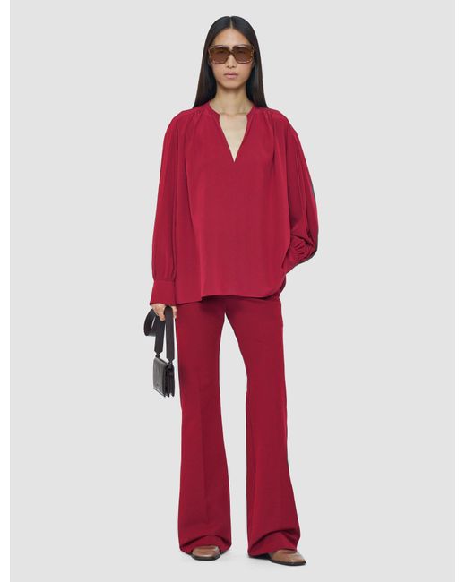 Joseph Red Blondel Crepe De Chine Silk Blouse
