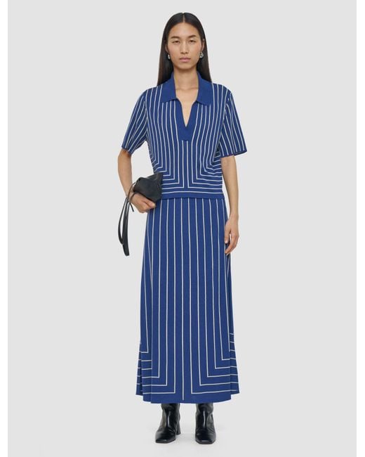 Joseph Blue Geometric Jacquard Silk Blend Top