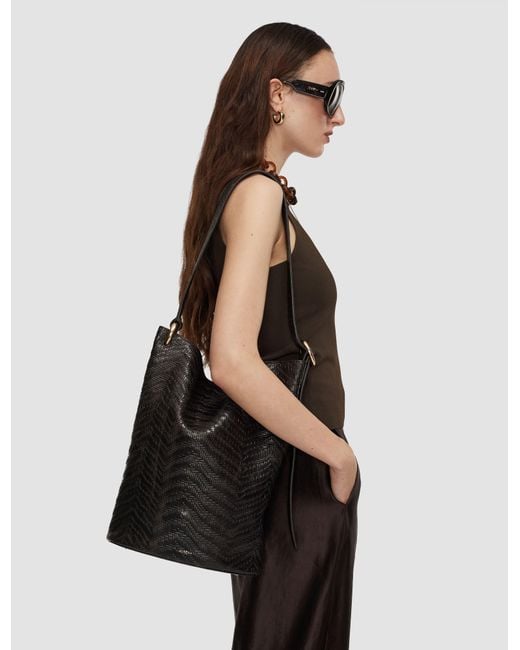 Joseph White Bucket Woven Leather Bag