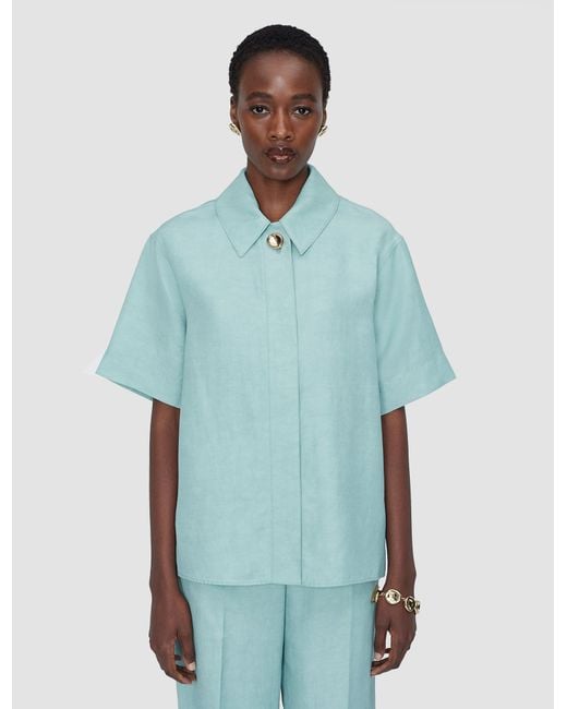 Joseph Blue Volu Light Linen Blend Shirt