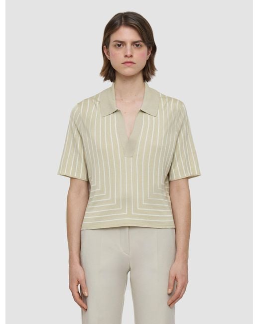 Joseph Natural Geometric Jacquard Silk Blend Top