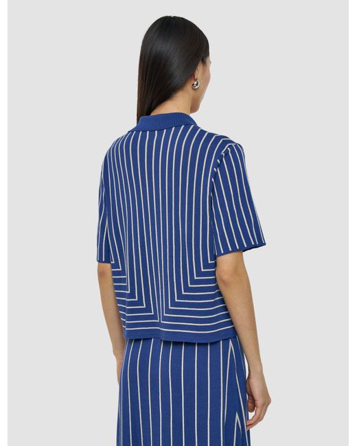 Joseph Blue Geometric Jacquard Silk Blend Top
