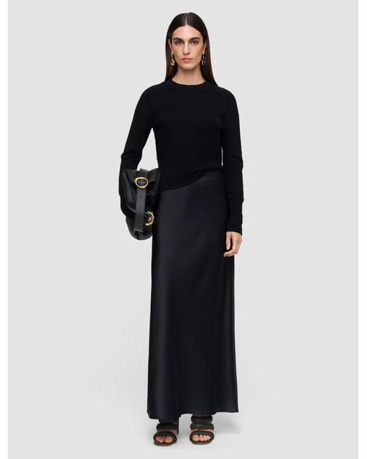 Jupe Isaak Long En Satin De Soie Joseph en coloris Black