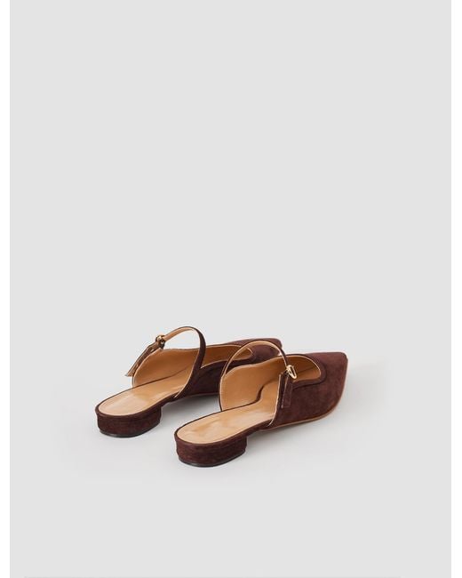 Joseph White Parisa Pointed Suede Ballerinas