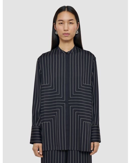 Joseph Blue Athena Geometric Print Silk Blouse