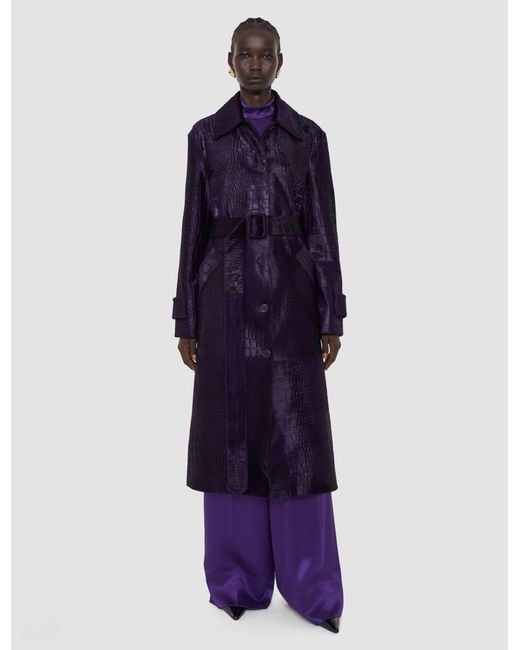 Joseph Blue Auger Embossed Croc Calf Hair Coat