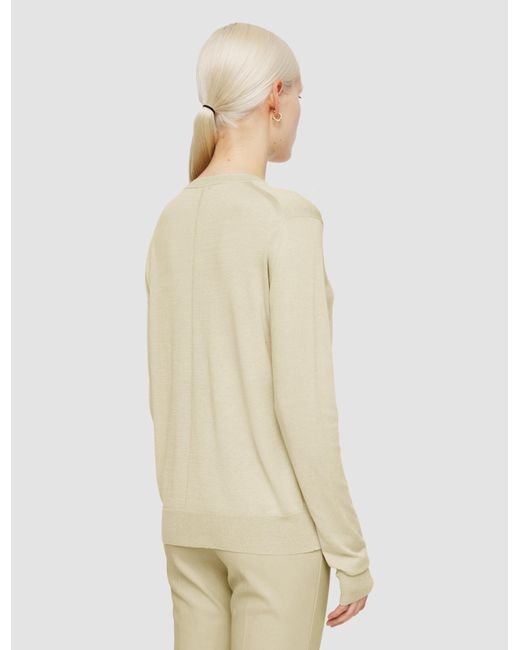 Pull Col Rond En Mélange De Soie Et Coton Ultra Fin Joseph en coloris Natural