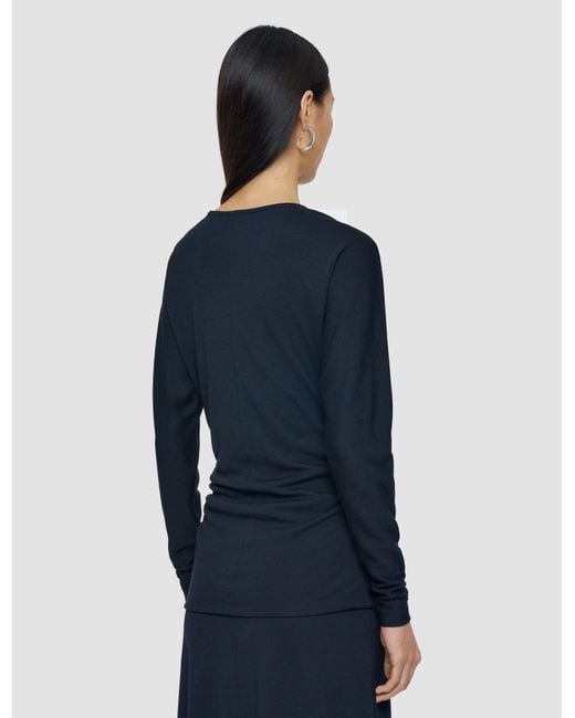 Joseph Blue Wool Jersey V Neck Top