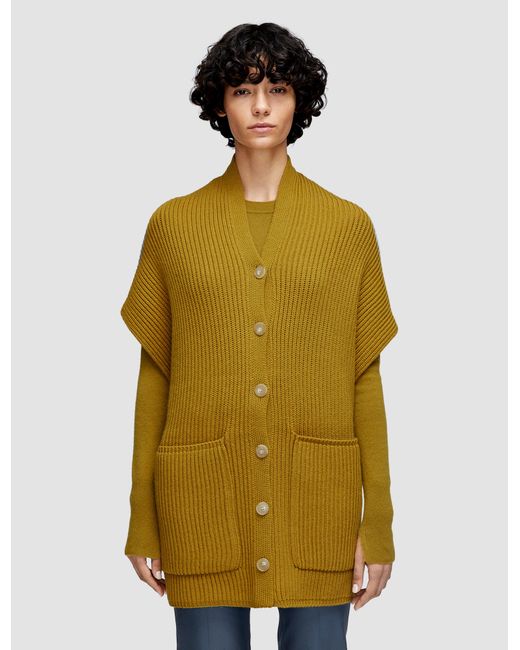 Joseph Yellow Light Cardigan Stitch Button Scarf