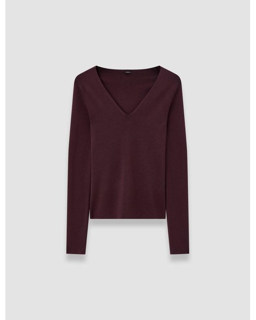 Joseph Purple Silk Stretch V Neck Top