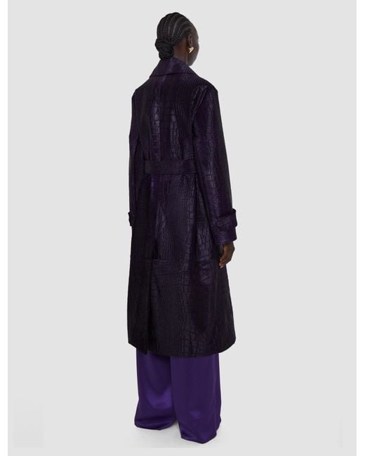 Joseph Blue Auger Embossed Croc Calf Hair Coat
