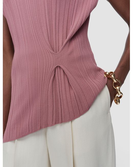 Joseph Pink Kenit Knit Plissé Top