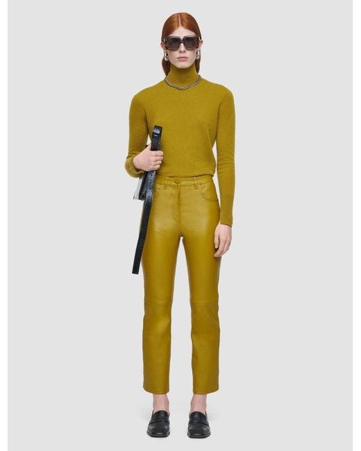 Joseph Yellow Duke Leather Stretch Trousers