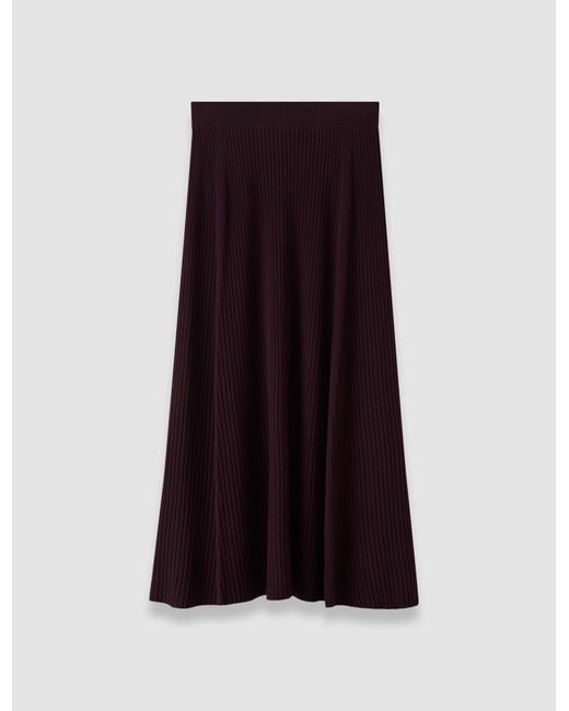 Joseph Purple Hallie Merino Wool Rib Skirt
