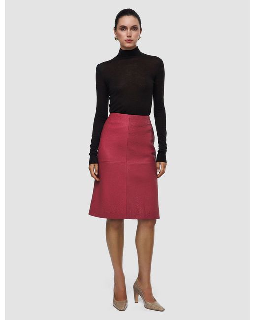 Joseph Red Shroff Pebble Leather Skirt