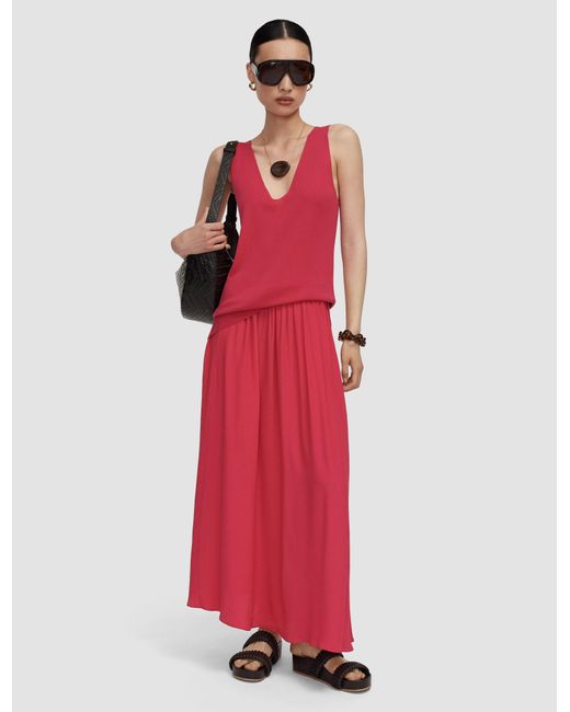 Joseph Red Libby Silk Blend Crepe Top