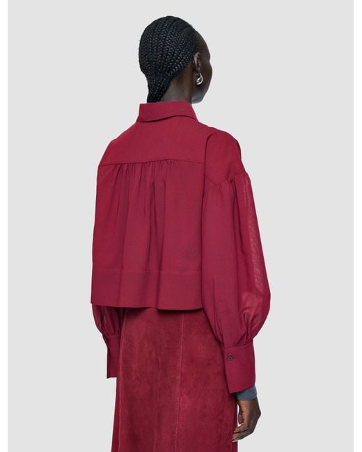 Joseph Red Anais Sheer Fine Wool Blouse