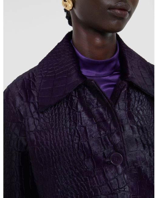 Joseph Blue Auger Embossed Croc Calf Hair Coat