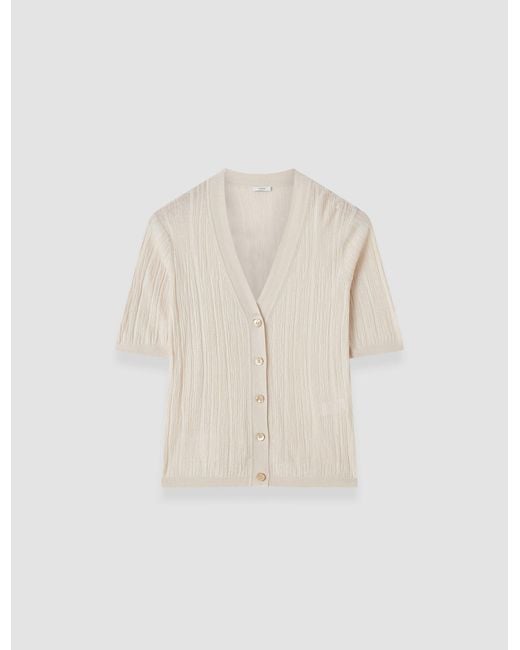Joseph White Sens Silk Cotton Rib Short Sleeve Cardigan