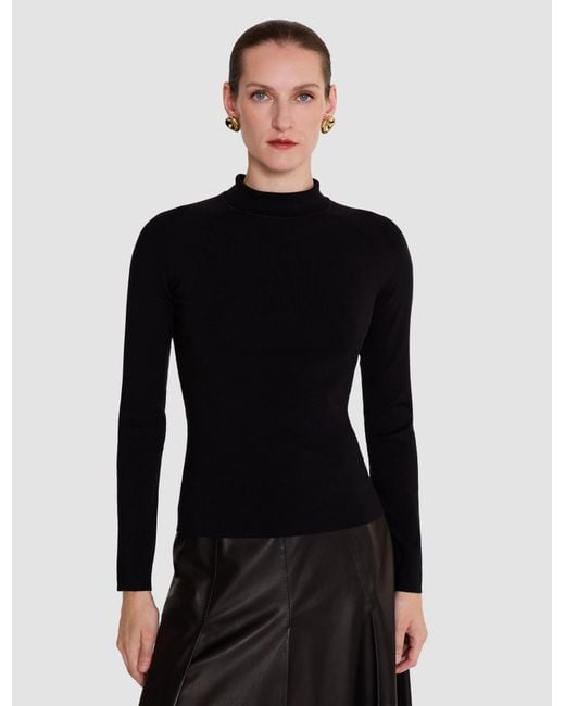 Joseph Black Lola Silk Stretch High Neck Top