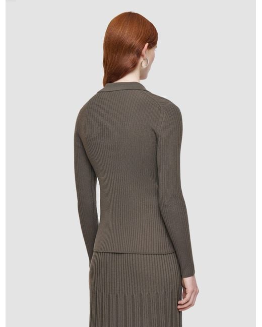 Joseph Green Merino Rib Knit Polo Top