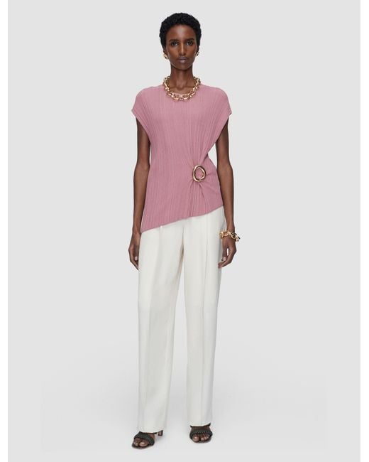Joseph Pink Kenit Knit Plissé Top