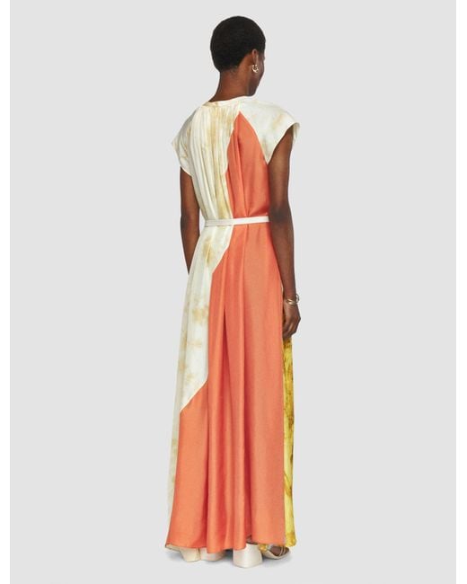 Joseph Metallic Tulipa Planchart Print Silk Dress