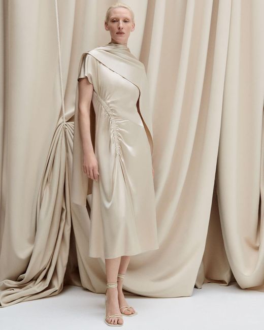 Robe Geegee Froncée En Satin De Soie Joseph en coloris White