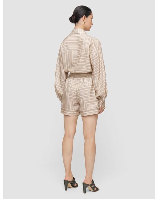 Joseph Natural Laven Printed Silk Shorts
