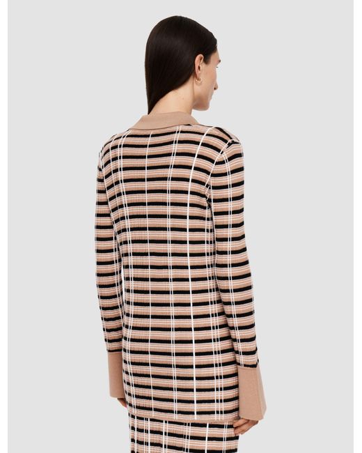 Joseph White Check Wool & Silk Polo Top