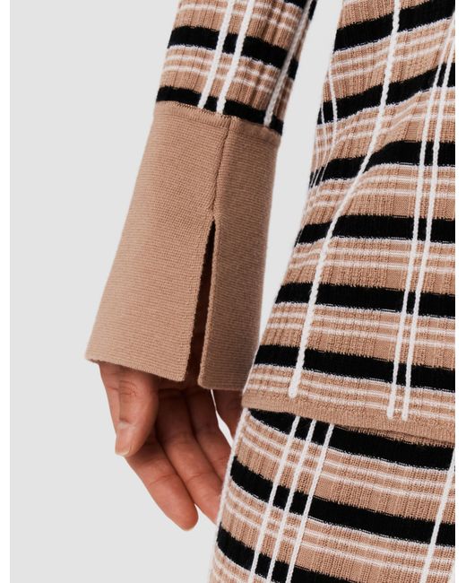 Joseph White Check Wool & Silk Polo Top