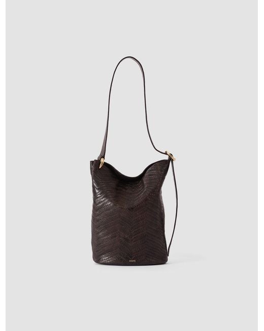 Joseph White Bucket Woven Leather Bag