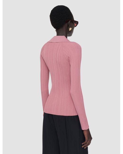Joseph Pink Chelia Plissé Knit Top