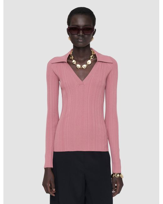Joseph Pink Chelia Plissé Knit Top