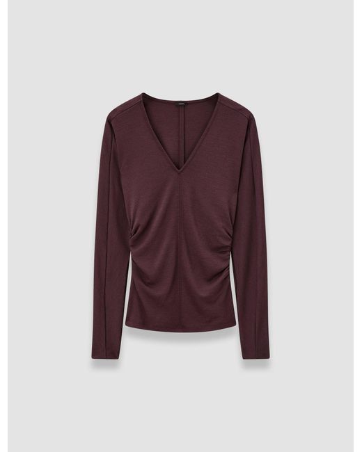 Joseph Purple Wool Jersey V Neck Top