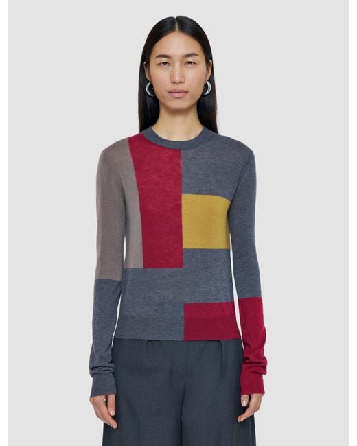 Joseph Blue Overlay Cashair Round Neck Jumper