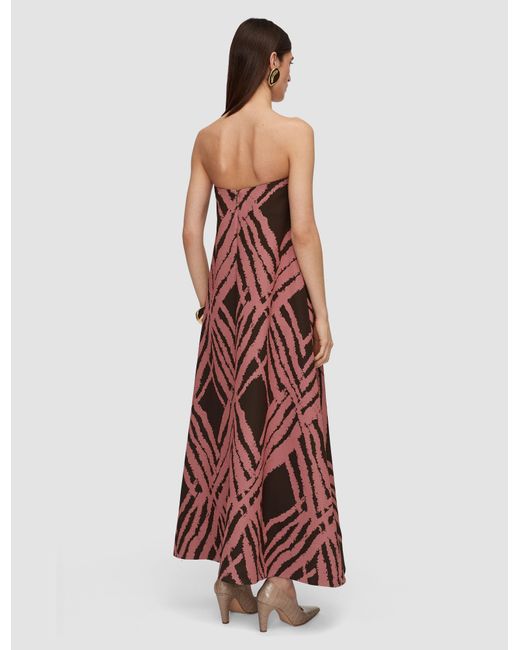 Joseph Red Banna Satin Twill Strapless Dress